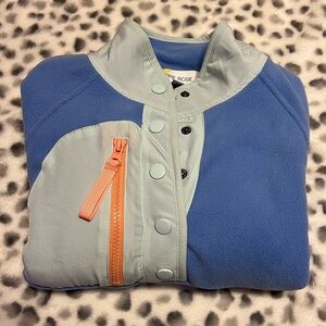 Cropped Blue Fleece Quarter Button